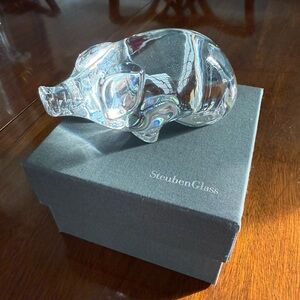 Steuben Pig or Boar Figurine Large! With Box